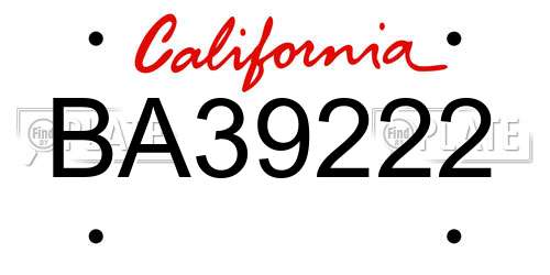 BA39222 California License Plate