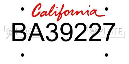 BA39227 California License Plate