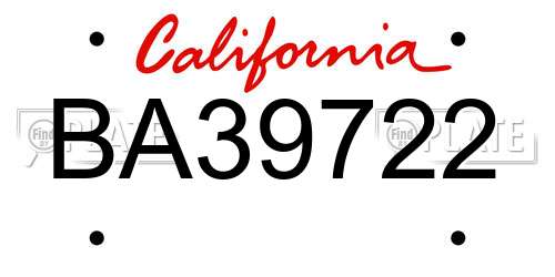 BA39722 California License Plate