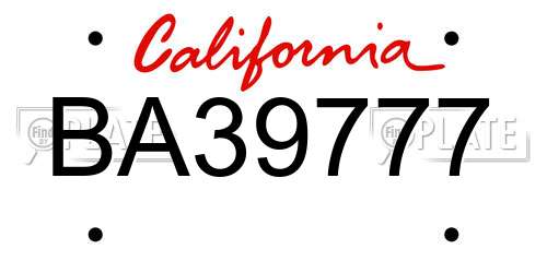 BA39777 California License Plate