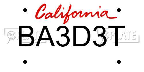 BA3D3T California License Plate