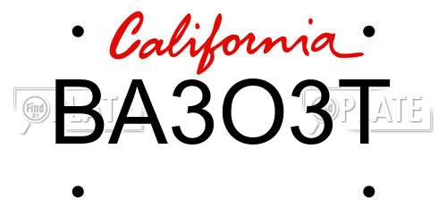 BA3O3T California License Plate