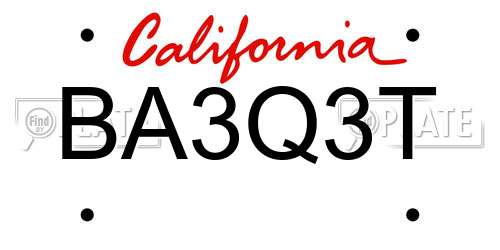 BA3Q3T California License Plate