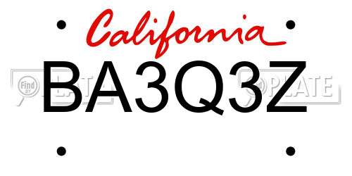 BA3Q3Z California License Plate