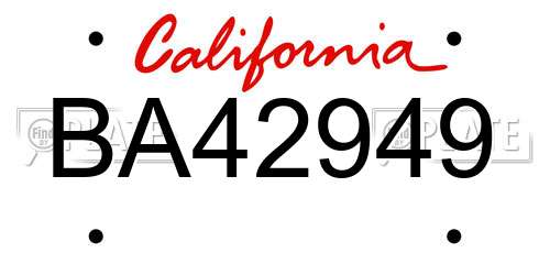 BA42949 California License Plate