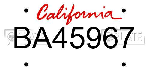 BA45967 California License Plate