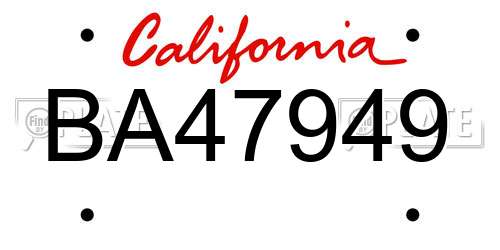 BA47949 California License Plate