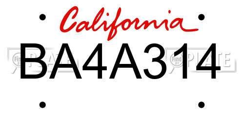 BA4A314 California License Plate