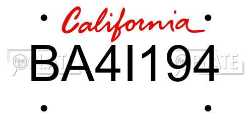 BA4I194 California License Plate