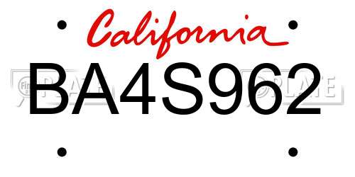 BA4S962 California License Plate