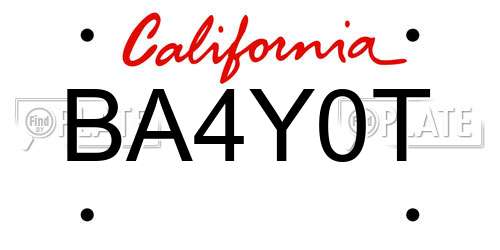 BA4Y0T California License Plate