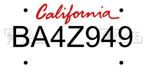 BA4Z949 California License Plate