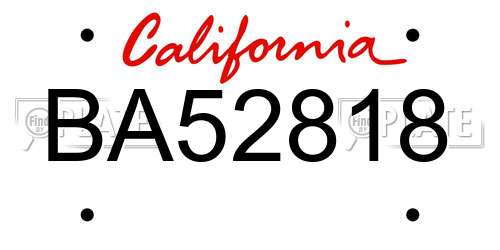 BA52818 California License Plate