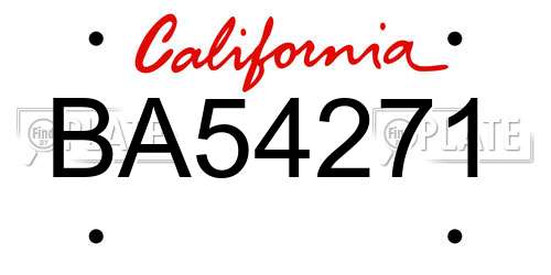BA54271 California License Plate