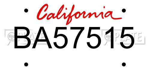 BA57515 California License Plate