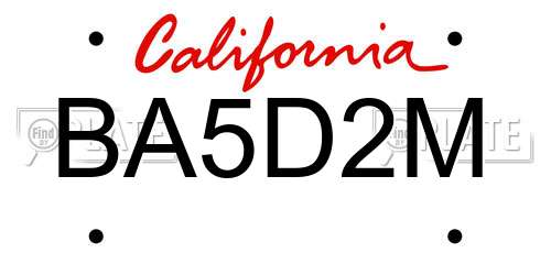 BA5D2M California License Plate