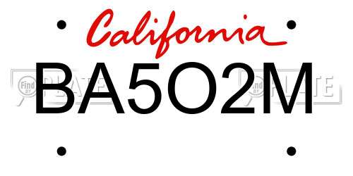 BA5O2M California License Plate