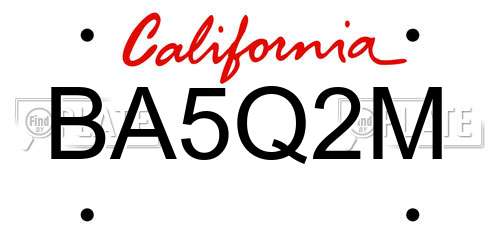 BA5Q2M California License Plate