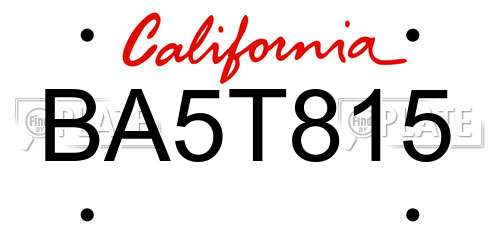 BA5T815 California License Plate