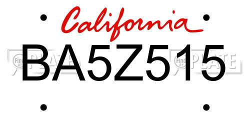 BA5Z515 California License Plate