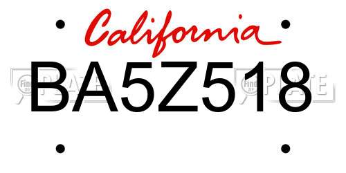 BA5Z518 California License Plate