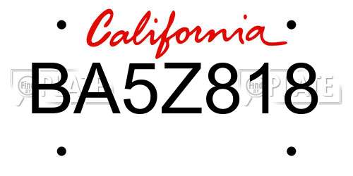 BA5Z818 California License Plate