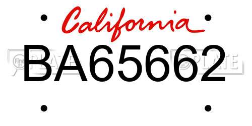 BA65662 California License Plate