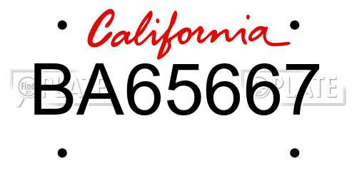 BA65667 California License Plate