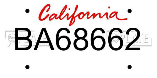BA68662 California License Plate