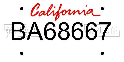 BA68667 California License Plate