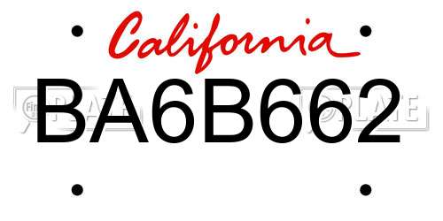 BA6B662 California License Plate