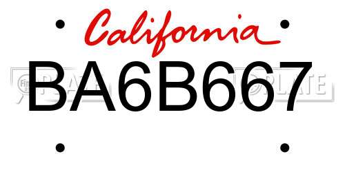 BA6B667 California License Plate