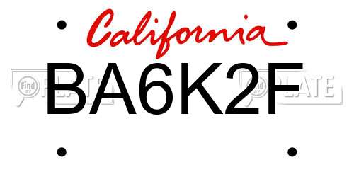 BA6K2F California License Plate