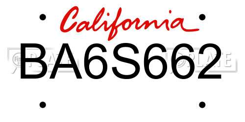 BA6S662 California License Plate