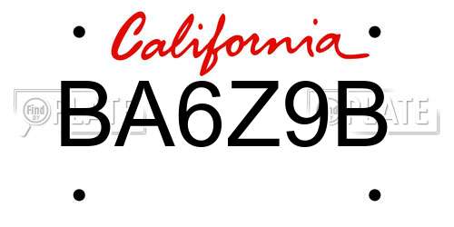 BA6Z9B California License Plate