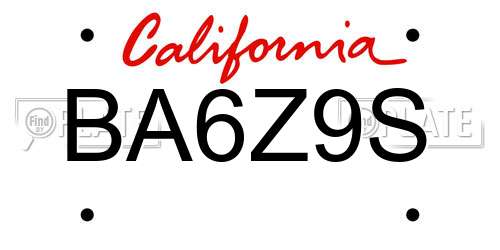 BA6Z9S California License Plate