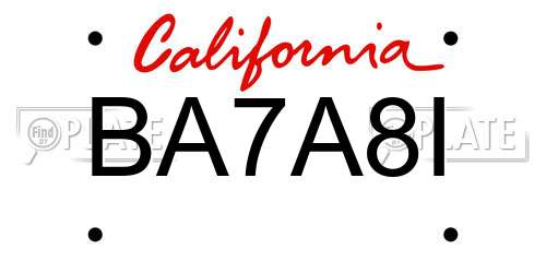 BA7A8I California License Plate