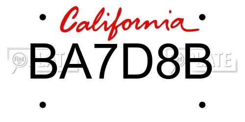 BA7D8B California License Plate