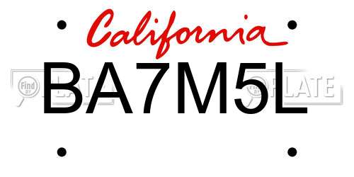 BA7M5L California License Plate