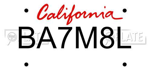 BA7M8L California License Plate