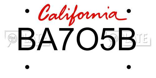 BA7O5B California License Plate