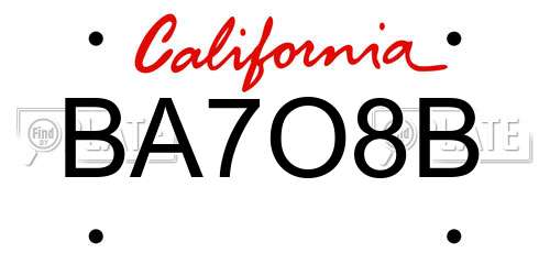 BA7O8B California License Plate