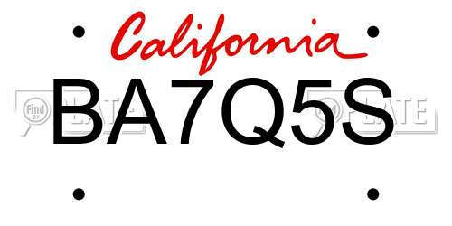 BA7Q5S California License Plate