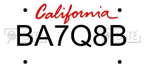 BA7Q8B California License Plate