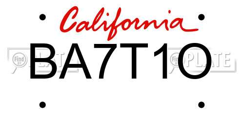 BA7T1O California License Plate