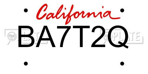 BA7T2Q California License Plate