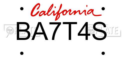 BA7T4S California License Plate