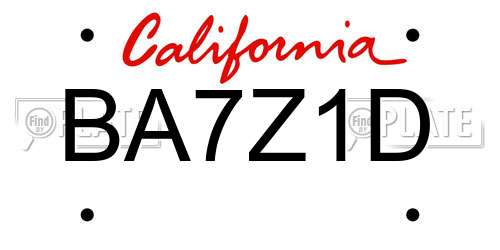 BA7Z1D California License Plate