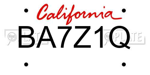 BA7Z1Q California License Plate