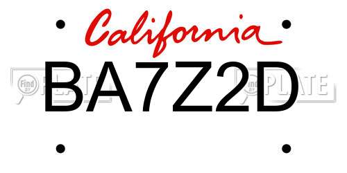 BA7Z2D California License Plate